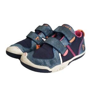 Plae Shoes Girls Size 12.5 Blue Pink Mesh Suede Ty Hook & Loop Athletic Sneakers